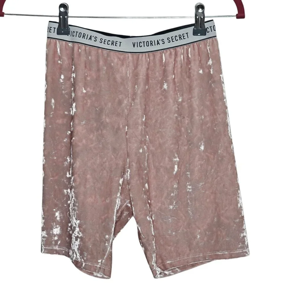 Victoria's Secret Crushed Velvet Blush Pink Soft Bike Short Elastic Waistband